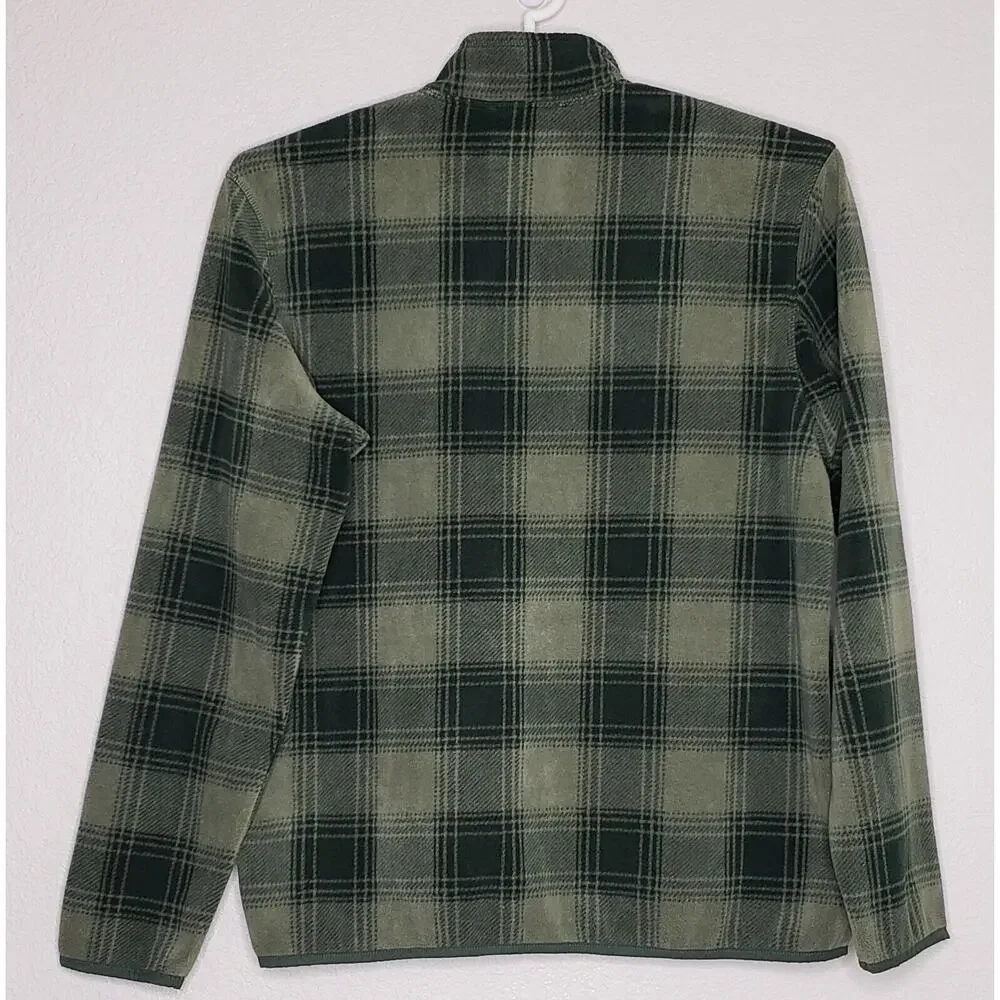 Duluth Trading Co.‎ Men's Jacket Medium Green Plaid Relaxed Fit 1/4 Zip Fleece